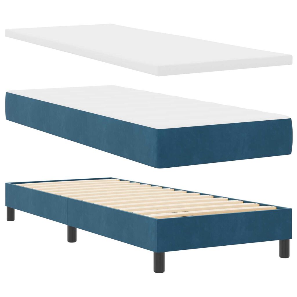 vidaXL Boxspring posteľ s matracom tmavomodrá 80x200 cm zamat