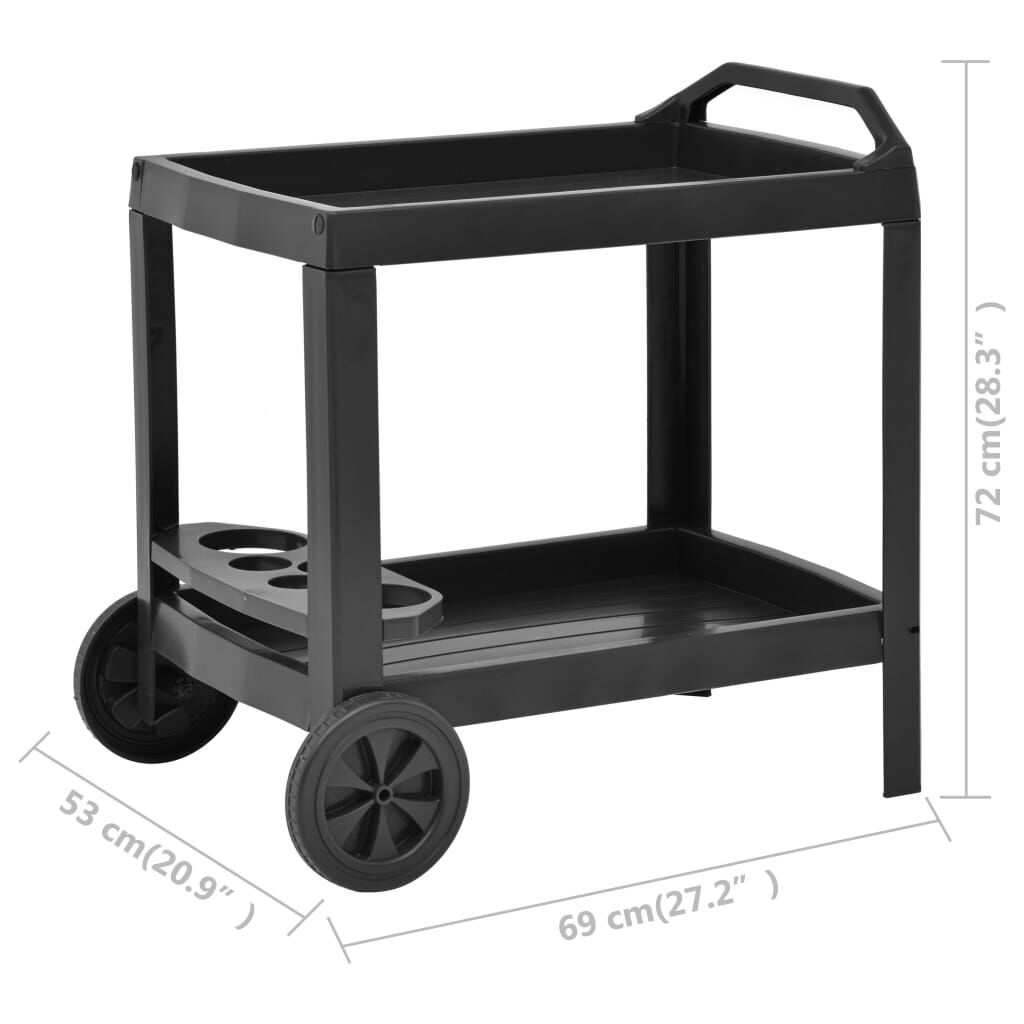vidaXL Nápojový vozík antracitový 69x53x72 cm plastový