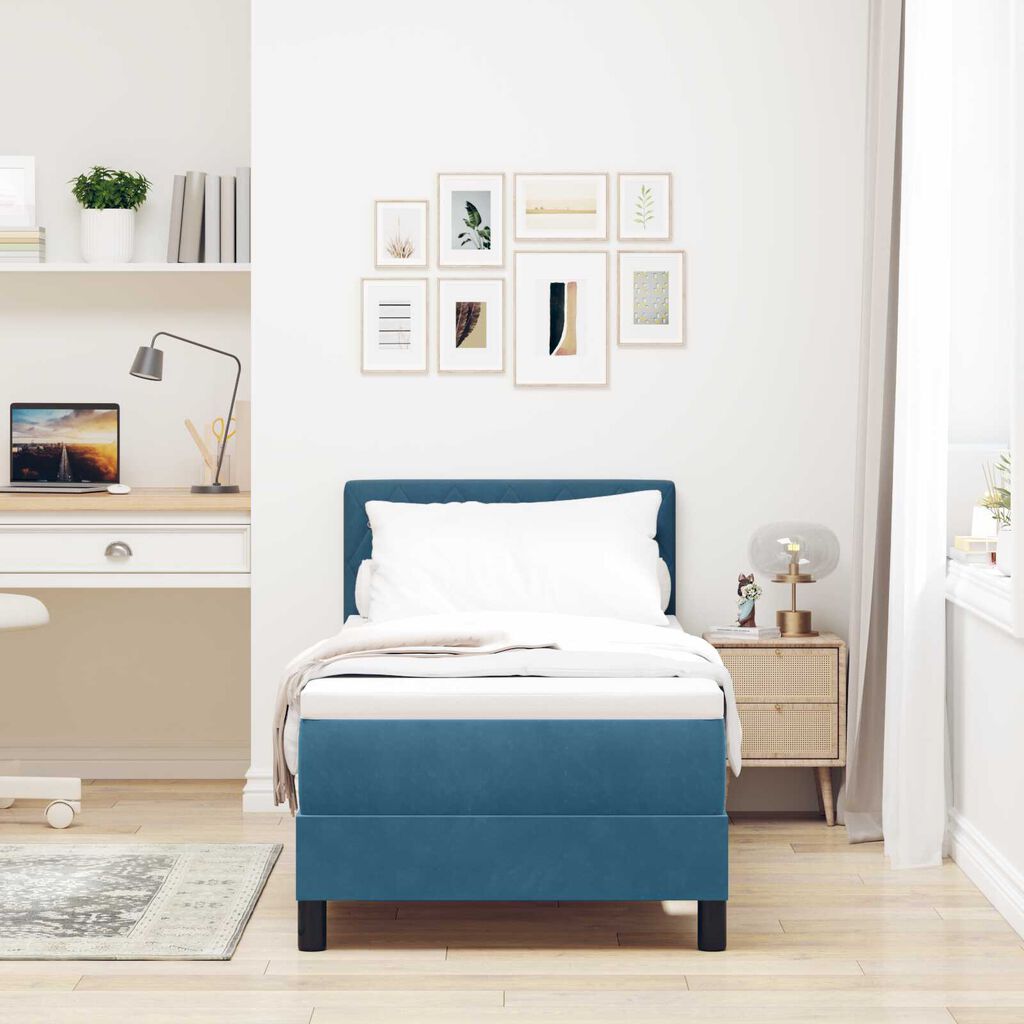 vidaXL Boxspring posteľ s matracom tmavomodrá 80x200 cm zamat