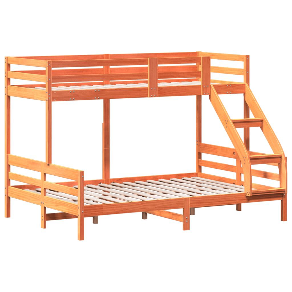 vidaXL Poschodová posteľ 80x200/140x200 cm voskovohnedá masív.borovica