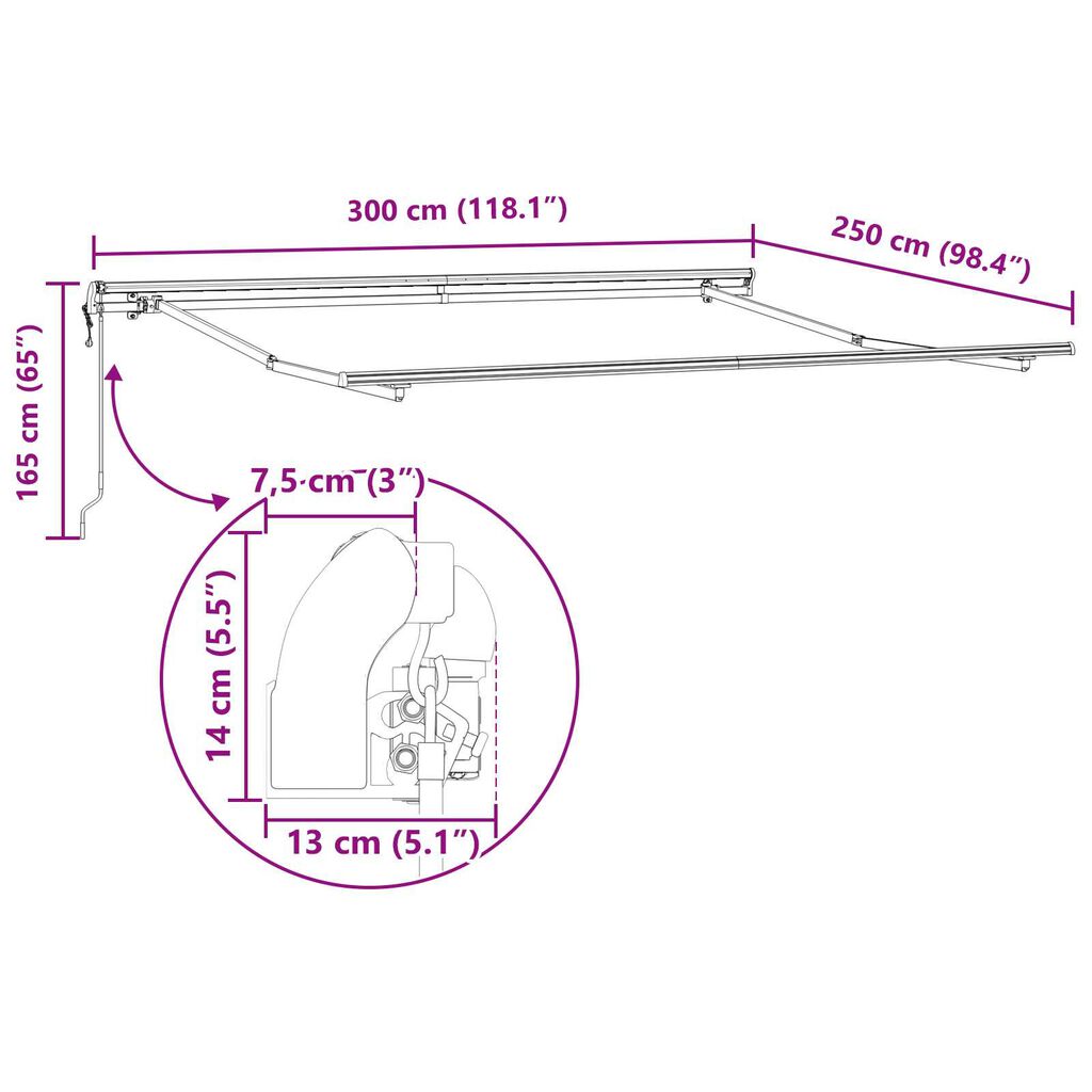 vidaXL Automatická vysúvacia markíza červená a biela 300x250 cm