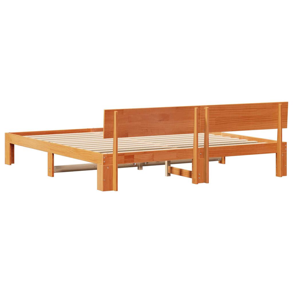 vidaXL Rám postele s operadlom voskovaná hnedá 200x200 cm masívne borovicové drevo