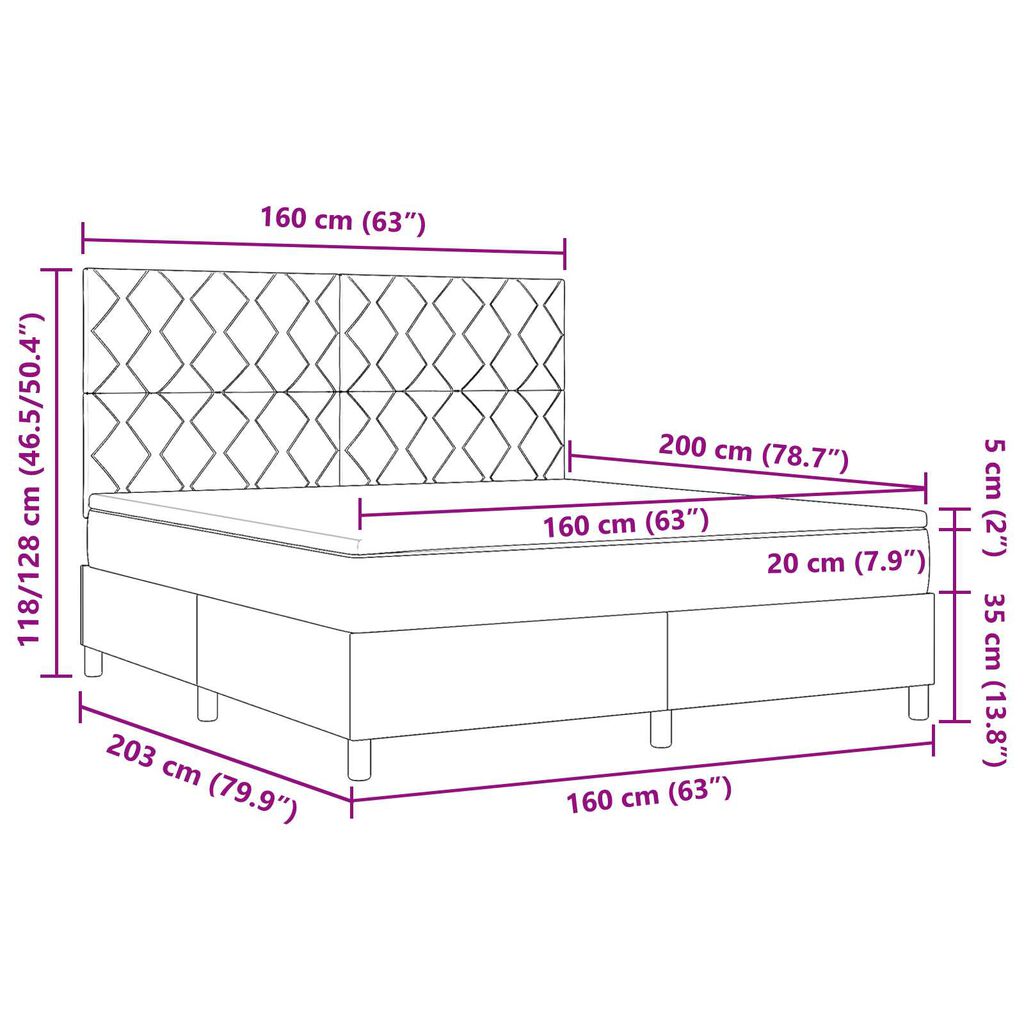 vidaXL Box Spring Posteľ s matracom Čierna 160x200 cm Tkanina
