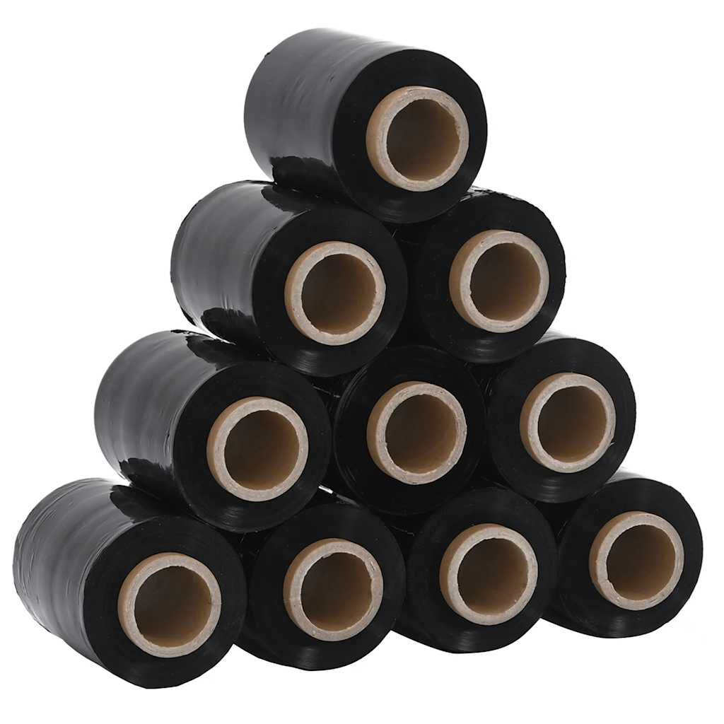 vidaXL Stretch fólie 10 ks Čierna 23 µm 10 cm x 150 m
