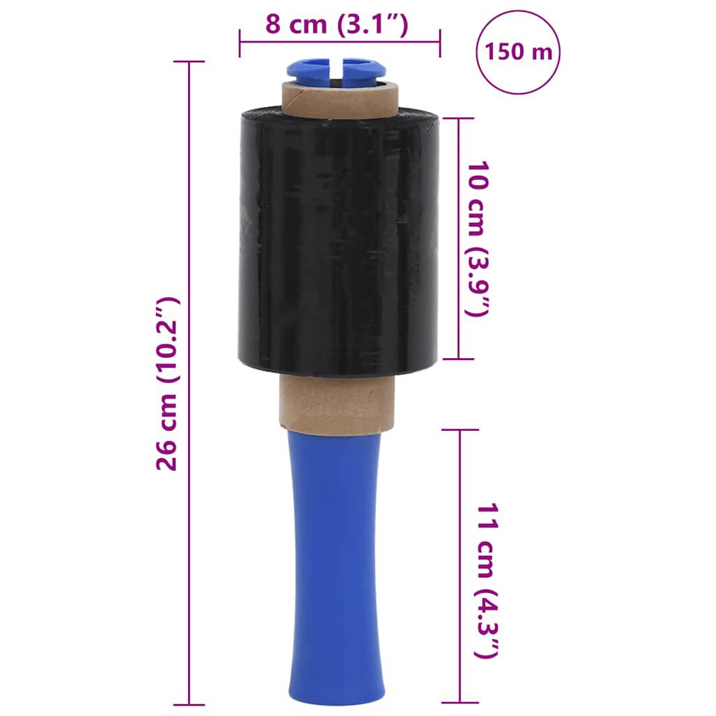 vidaXL Stretch fólie 10 ks Čierna 23 µm 10 cm x 150 m